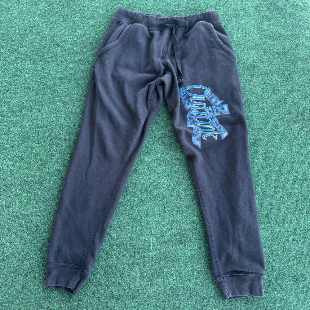 Outrank Brand Graphic Joggers – Medium, Black with Blue Money Print